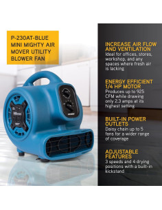 Ventilador Centrífugo XPOWER P-230AT 1/4 HP 925 CFM Azul 2