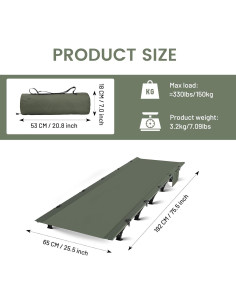 Cama de Camping Plegable SKDGPS Verde Militar 189.9x65 cm 2