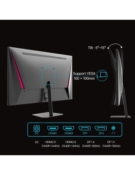 Monitor de Juegos KTC Q24T09 24" QHD 180Hz IPS 1ms FreeSync