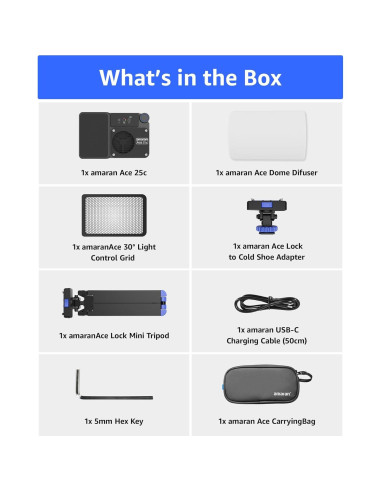 Kit de Luz LED RGB amaran Ace 25c con Mini Trípode y Estuche