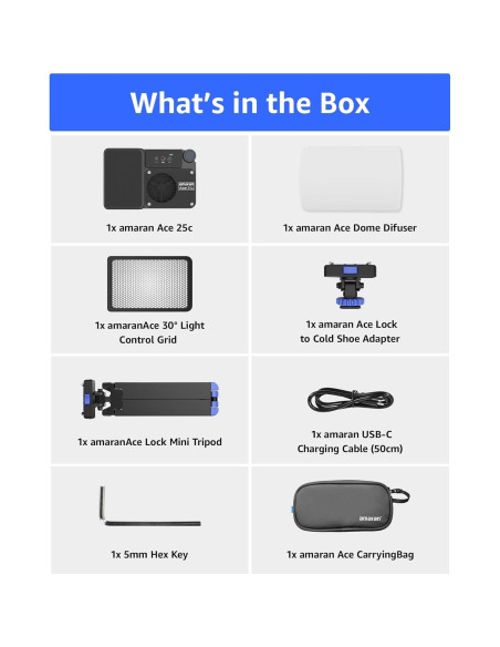 Kit de Luz LED RGB amaran Ace 25c con Mini Trípode y Estuche