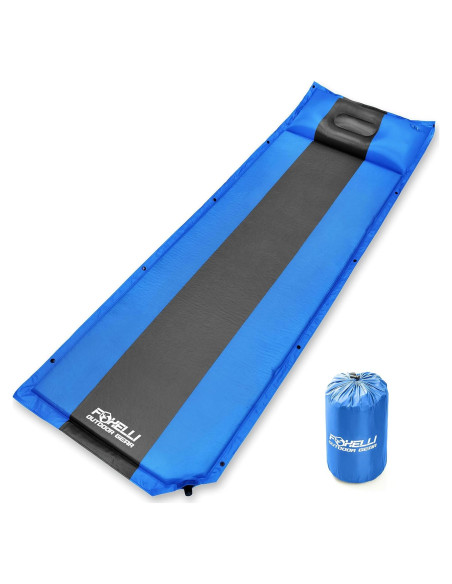 Almohadilla de Dormir Foxelli Autoinflable Gris-Azul 183x54 cm