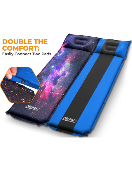 Almohadilla de Dormir Foxelli Autoinflable Gris-Azul 183x54 cm