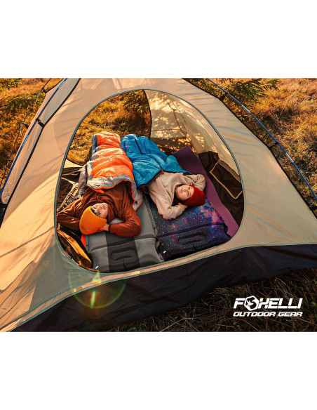 Almohadilla de Dormir Foxelli Autoinflable Gris-Azul 183x54 cm