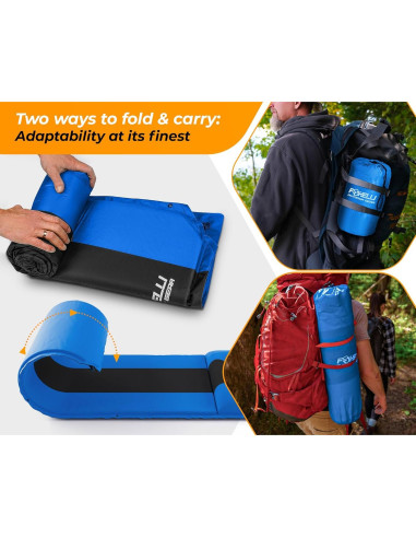 Almohadilla de Dormir Foxelli Autoinflable Gris-Azul 183x54 cm