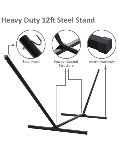 Hamaca Doble SUNCREAT con Soporte 3.7m Azul - 204kg