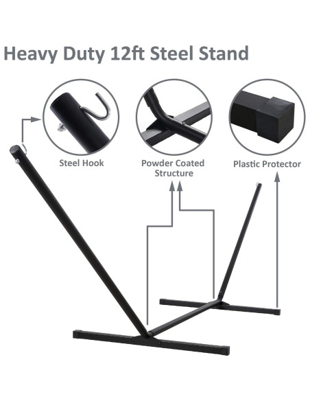 Hamaca Doble SUNCREAT con Soporte 3.7m Azul - 204kg