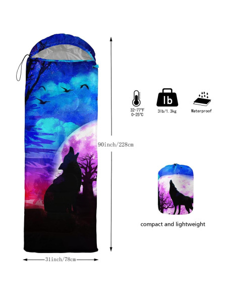 Saco de Dormir XYNHML A-Wolf para Camping 1 Persona