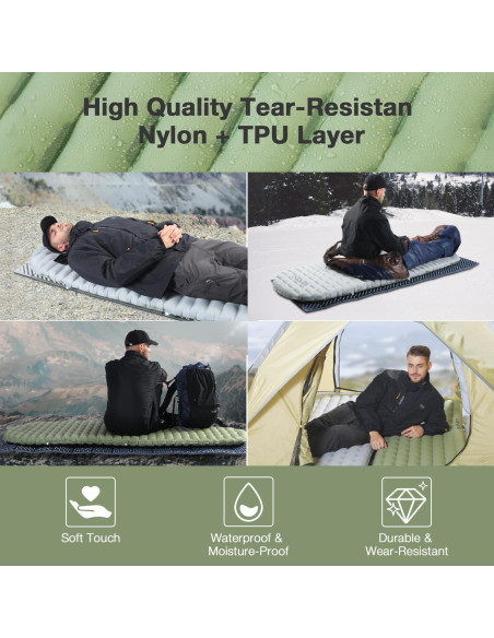 Colchoneta Autoinflable CAMDOOR 190x65cm Verde Momia