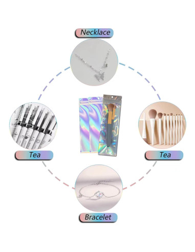 100 Bolsas Holográficas Resellables Motomy 6.1x22.86 cm