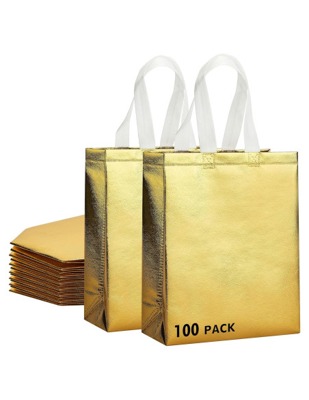 Bolsas de Regalo Reutilizables RACETOP Oro 100 Pcs 20x10x25 cm