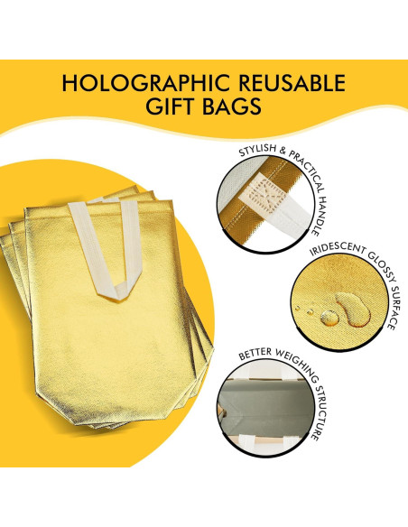 Bolsas de Regalo Reutilizables RACETOP Oro 100 Pcs 20x10x25 cm