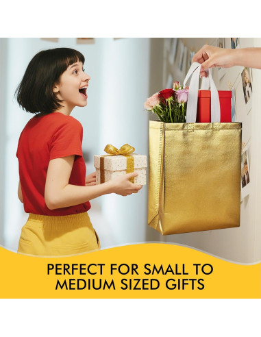 Bolsas de Regalo Reutilizables RACETOP Oro 100 Pcs 20x10x25 cm