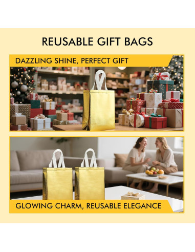 Bolsas de Regalo Reutilizables RACETOP Oro 100 Pcs 20x10x25 cm