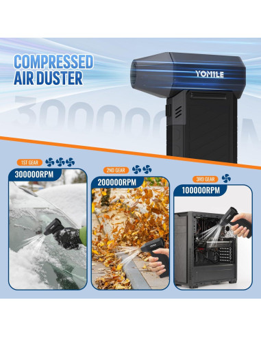 Soplador de aire eléctrico YOMILE 300000RPM 10500mAh portátil