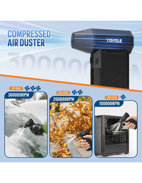 Soplador de aire eléctrico YOMILE 300000RPM 10500mAh portátil