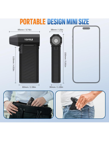 Soplador de aire eléctrico YOMILE 300000RPM 10500mAh portátil