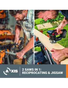 Sierra Recíproca y de Calar Inalámbrica WORX WX550L 20V 2