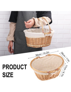 Cesta de Mimbre GNIEMCKIN Ovalada 36.1x27.9x17 cm Natural 2