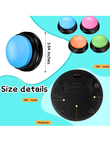4 Botones de Grabación de Voz para Entrenamiento de Mascotas