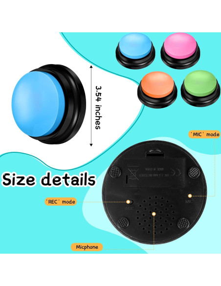 4 Botones de Grabación de Voz para Entrenamiento de Mascotas