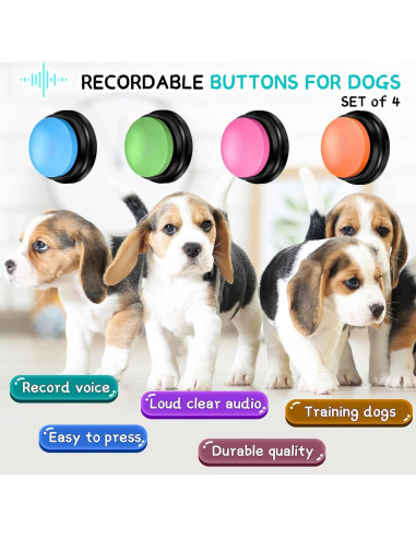 4 Botones de Grabación de Voz para Entrenamiento de Mascotas