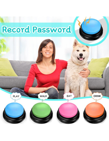 4 Botones de Grabación de Voz para Entrenamiento de Mascotas