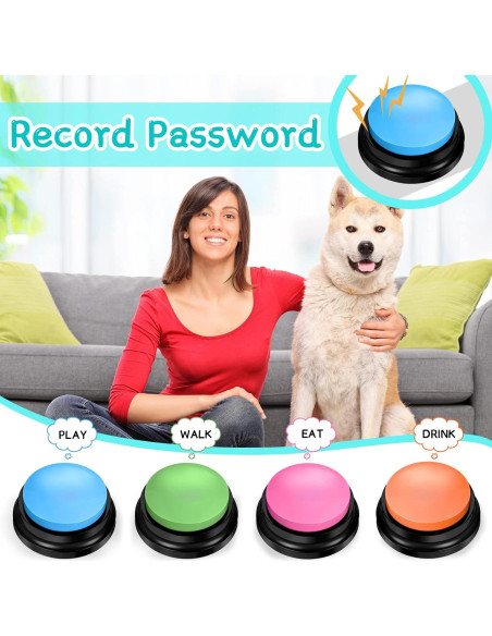4 Botones de Grabación de Voz para Entrenamiento de Mascotas