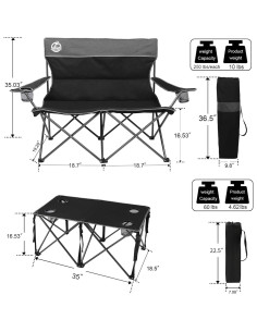Conjunto de Camping Plegable Northroad: Sofá, 2 Sillas y Mesa 2