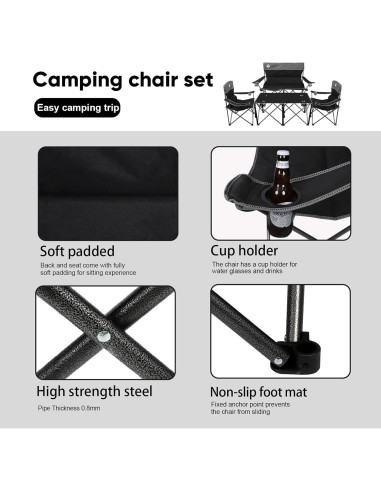 Conjunto de Camping Plegable Northroad: Sofá, 2 Sillas y Mesa