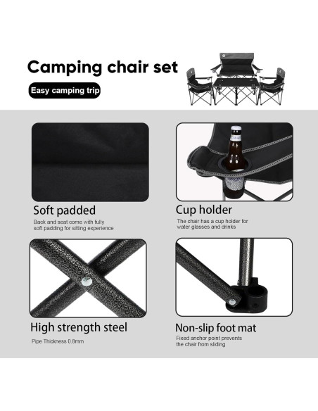 Conjunto de Camping Plegable Northroad: Sofá, 2 Sillas y Mesa