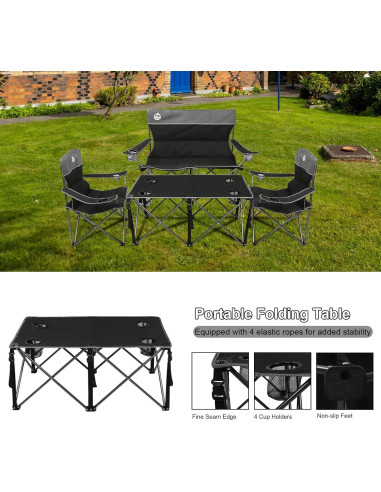 Conjunto de Camping Plegable Northroad: Sofá, 2 Sillas y Mesa
