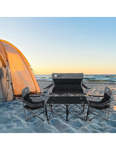 Conjunto de Camping Plegable Northroad: Sofá, 2 Sillas y Mesa