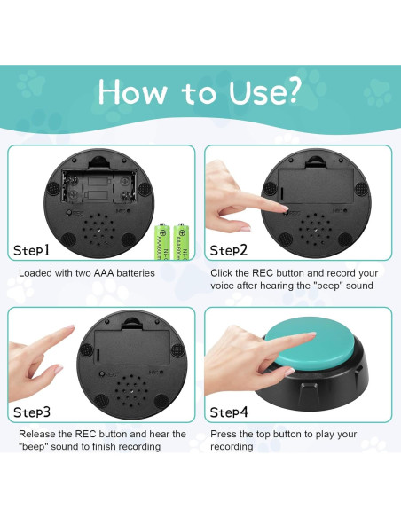 Set de 10 Botones de Comunicación para Perros NFSQ 7.62cm