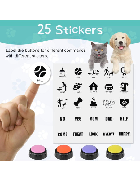 Set de 10 Botones de Comunicación para Perros NFSQ 7.62cm