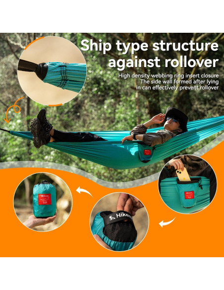 Hamaca de Camping HIKEMAN Azul Ligera 200kg 269x144cm