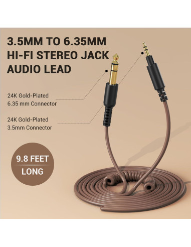 Auriculares con Cable OneOdio A71 HiFi Marrón 2.99m 6.35mm a 3.5mm