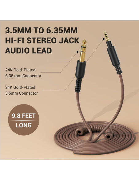 Auriculares con Cable OneOdio A71 HiFi Marrón 2.99m 6.35mm a 3.5mm