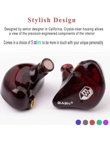 Monitores de oído BASN BSG-MC100 con doble controlador y MMCX