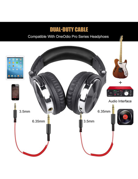 Auriculares Circumaurales OneOdio con Cable de 3m y Bajo 50mm