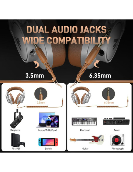 Auriculares de Estudio MAONO MH700 Plata - 50mm, Cable Desmontable