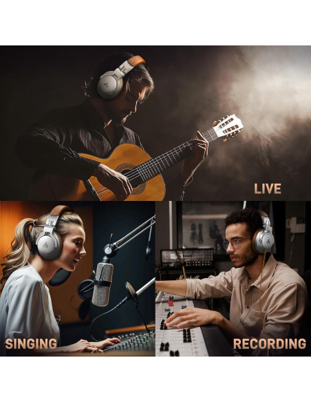 Auriculares de Estudio MAONO MH700 Plata - 50mm, Cable Desmontable