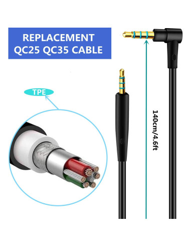 Cable de Audio Xivip 1.5m con Micrófono para Auriculares Bose QC45 QC35