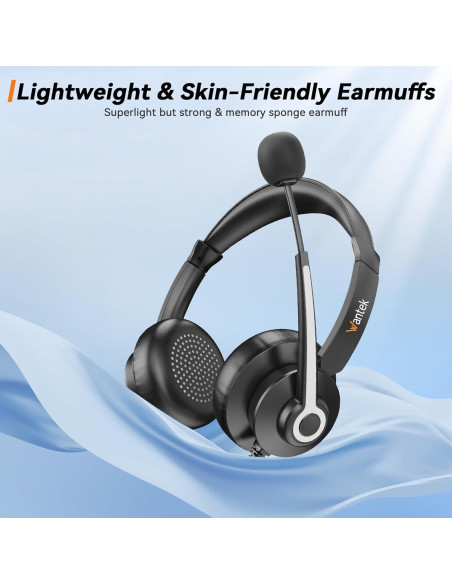 Auricular USB y 3.5mm Wantek 786FNUSB con micrófono y cancelación de ruido