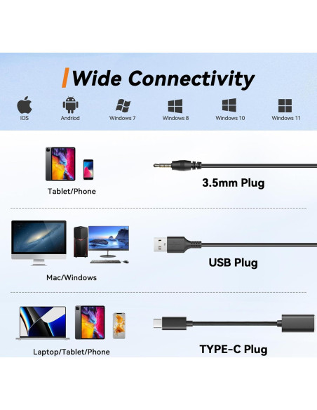 Auricular USB y 3.5mm Wantek 786FNUSB con micrófono y cancelación de ruido