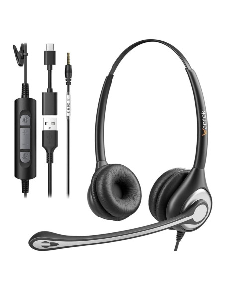 Auricular USB Wantek H-USB602-SC con micrófono y cancelación de ruido