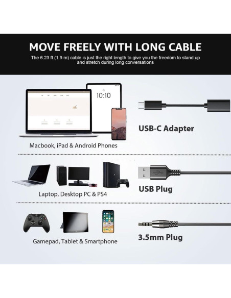 Auricular USB Wantek H-USB602-SC con micrófono y cancelación de ruido