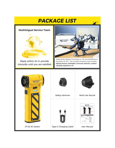 Soplador de Aire Comprimido Smiling Shark JF-02 Inalámbrico 110000 RPM