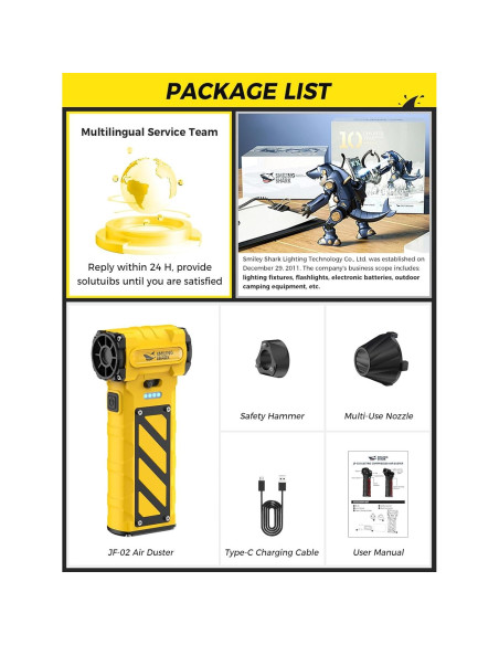 Soplador de Aire Comprimido Smiling Shark JF-02 Inalámbrico 110000 RPM