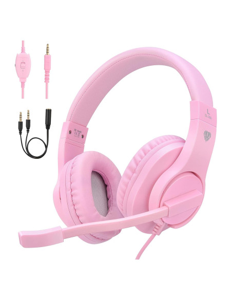 Auriculares Gaming ShinePick Rosa con Micrófono y Control de Volumen